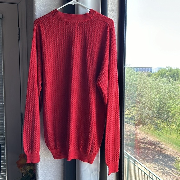 Tundra Canada Mercerized Cotton Lightweight Textured Sweater Red size Large - Picture 4 of 12